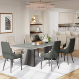 White Rectangular Pedestal Dining Table Dark Gray