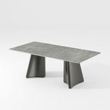 White Rectangular Pedestal Dining Table Dark Gray