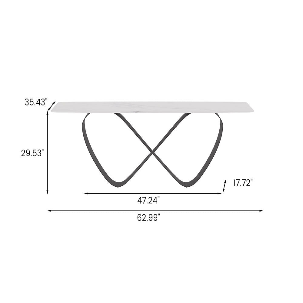 White Dining Table With Butterfly Shape Base White