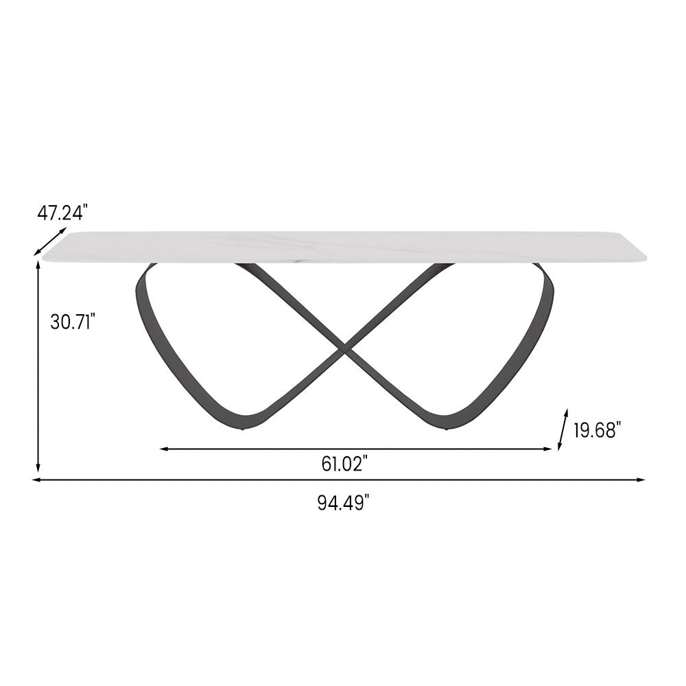 White Dining Table With Butterfly Shape Base White