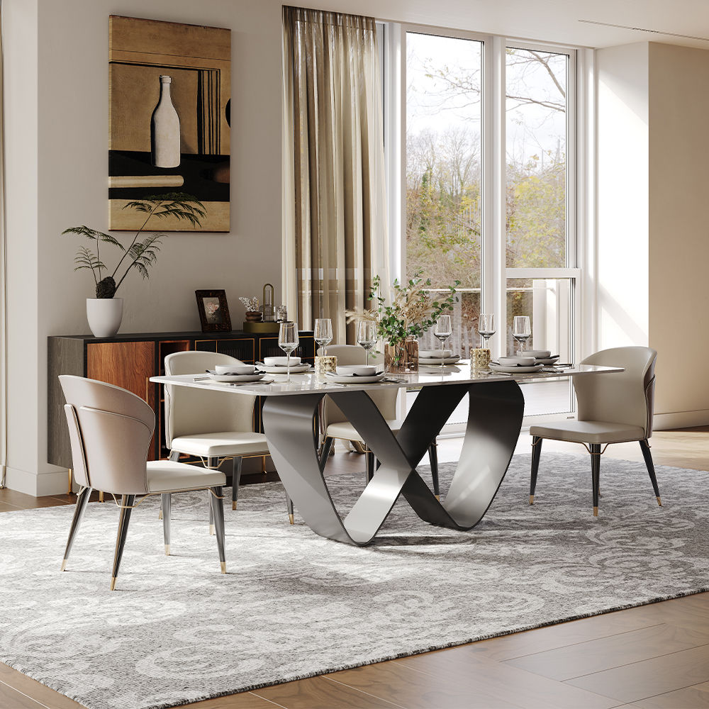 White Dining Table With Butterfly Shape Base White
