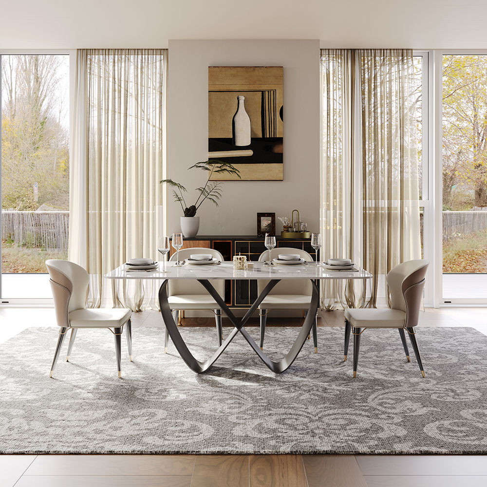 White Dining Table With Butterfly Shape Base White