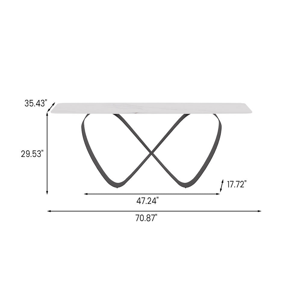 White Dining Table With Butterfly Shape Base White