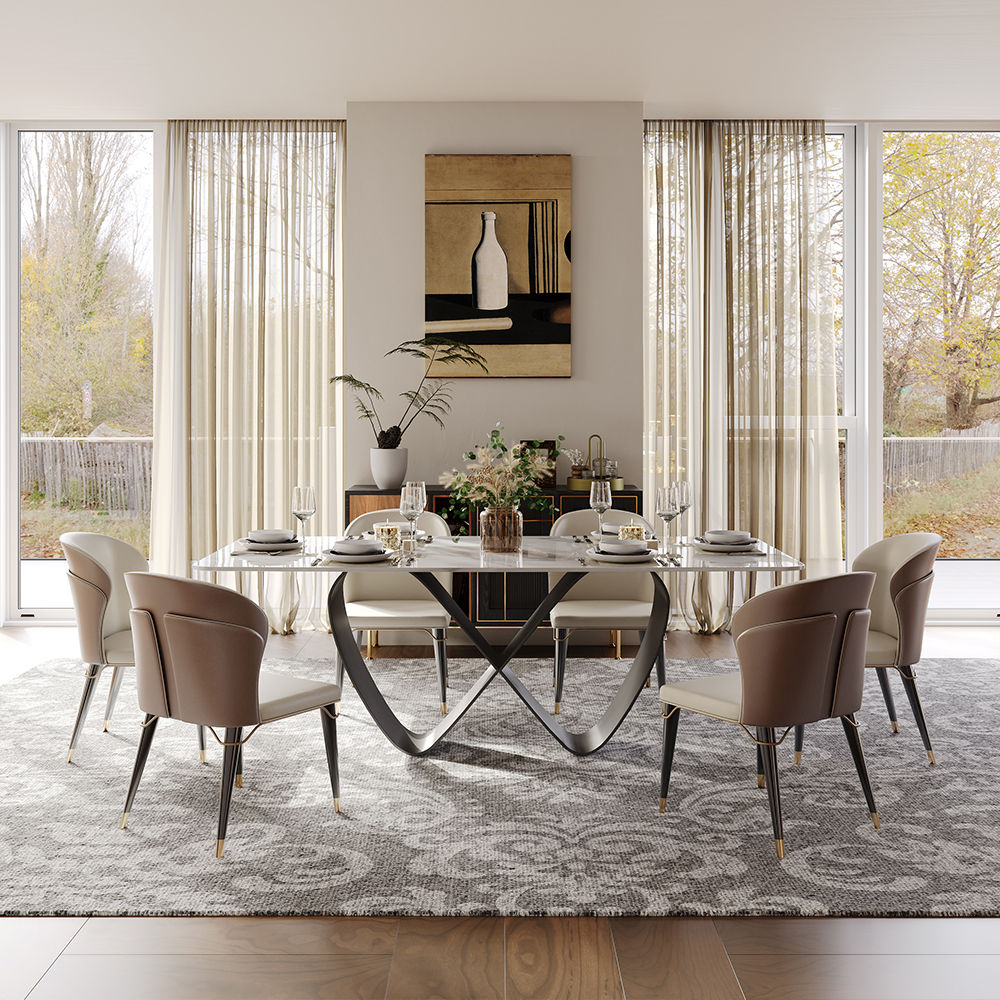 White Dining Table With Butterfly Shape Base White