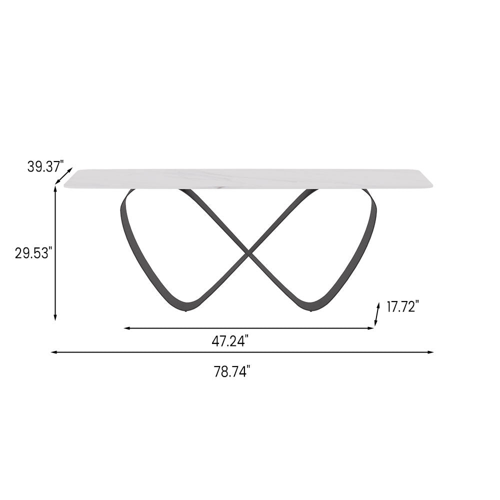 White Dining Table With Butterfly Shape Base White