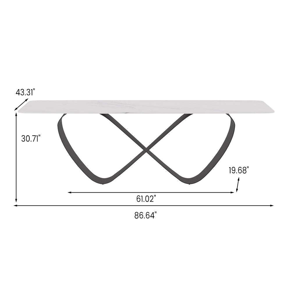 White Dining Table With Butterfly Shape Base White