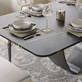 White Dining Table With Butterfly Shape Base Black