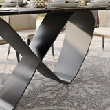 White Dining Table With Butterfly Shape Base Black