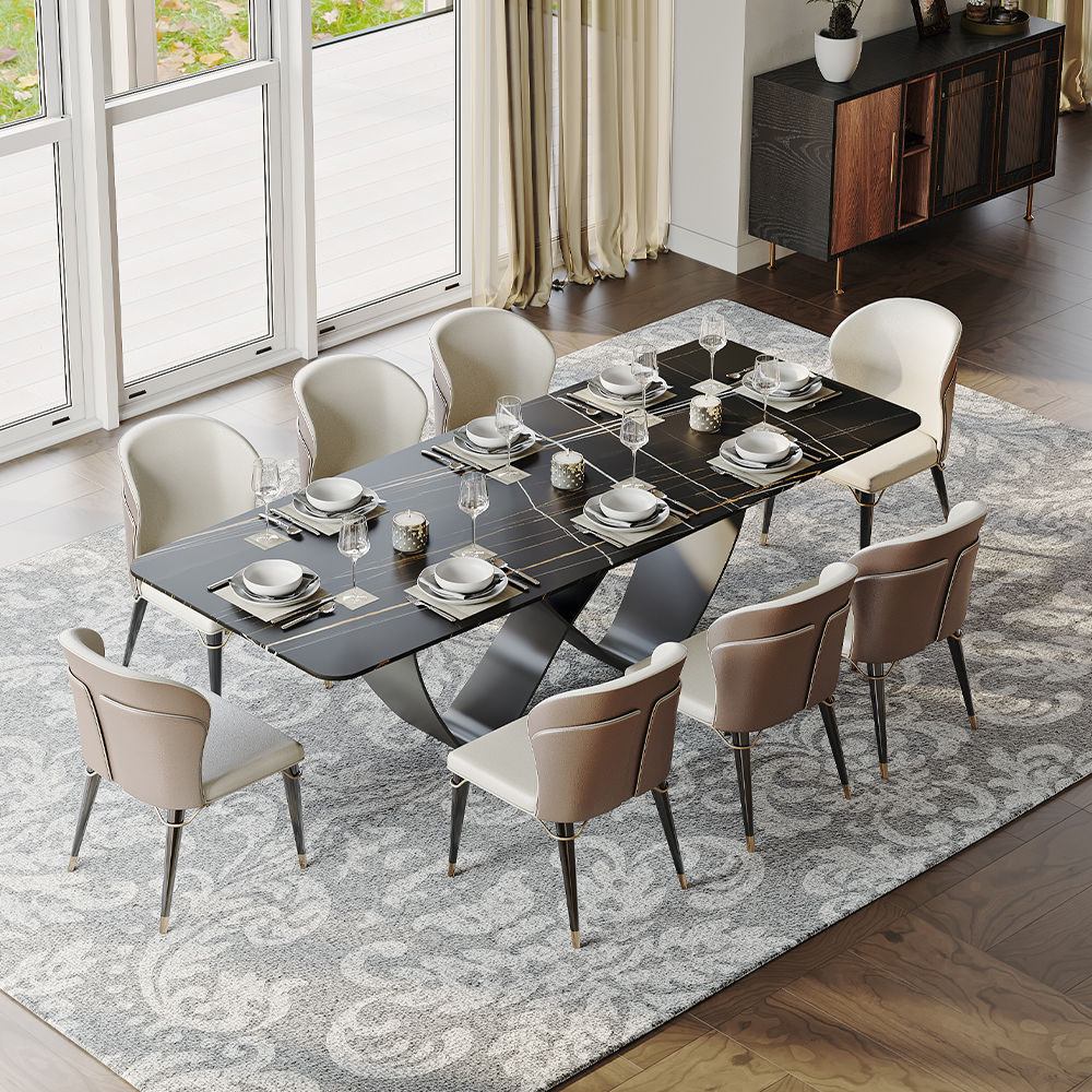 White Dining Table With Butterfly Shape Base Black