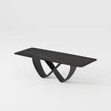 White Dining Table With Butterfly Shape Base Black