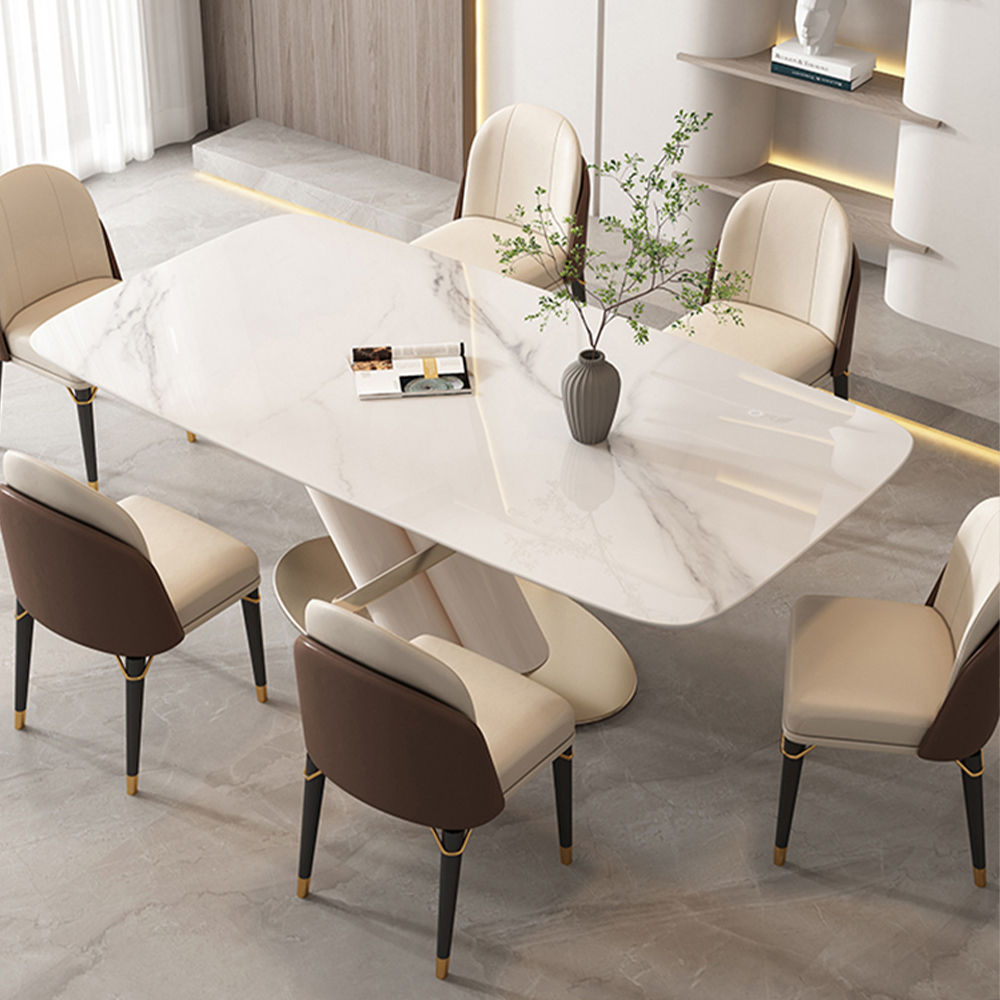 Modern White Pedestal Kitchen Table | X-Shaped Design | Free Shipping White