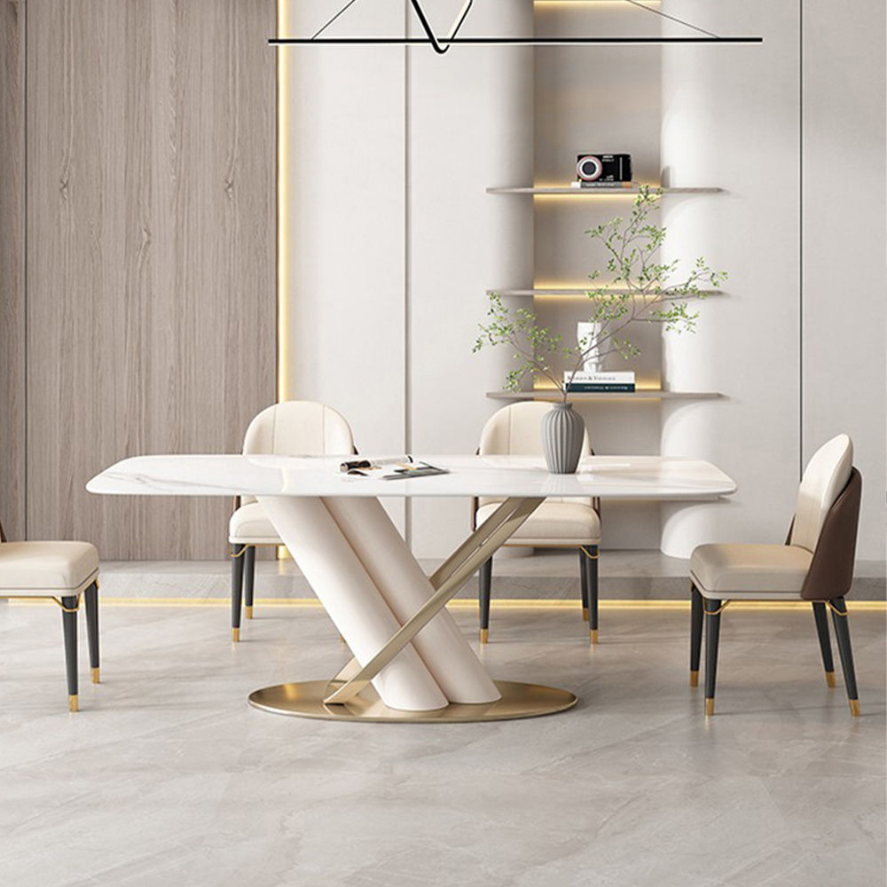 Modern White Pedestal Kitchen Table | X-Shaped Design | Free Shipping White