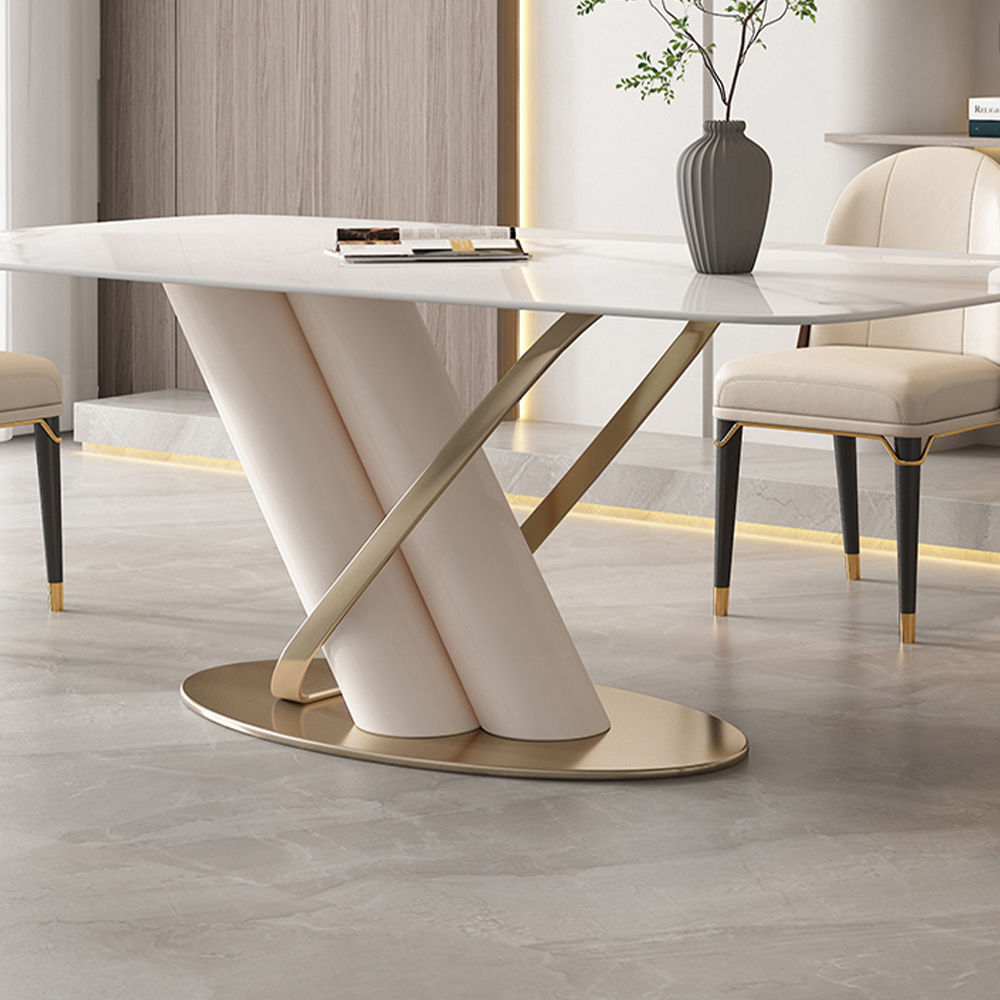 Modern White Pedestal Kitchen Table | X-Shaped Design | Free Shipping White