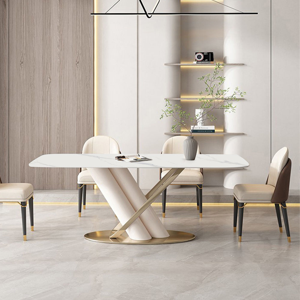 Modern White Pedestal Kitchen Table | X-Shaped Design | Free Shipping White