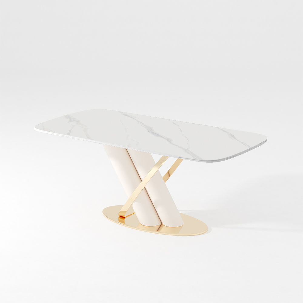 Modern White Pedestal Kitchen Table | X-Shaped Design | Free Shipping White