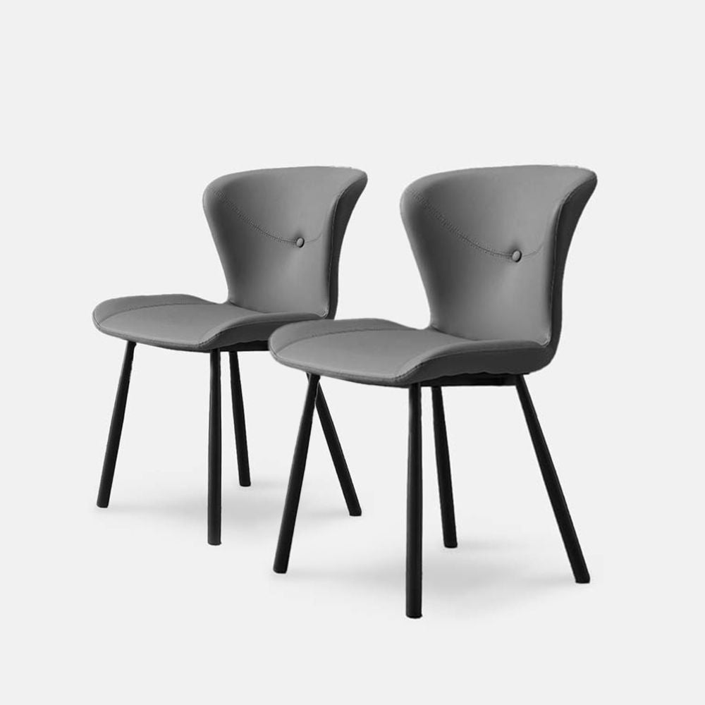 Comfortable Winged Dining Chairs With Thicker Iron Legs Gray