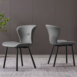 Comfortable Winged Dining Chairs With Thicker Iron Legs Gray