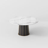 Contemporary Round Marble Dining Table With Lazy Susan White