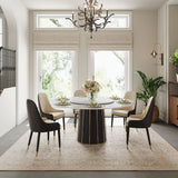 Contemporary Round Marble Dining Table With Lazy Susan White