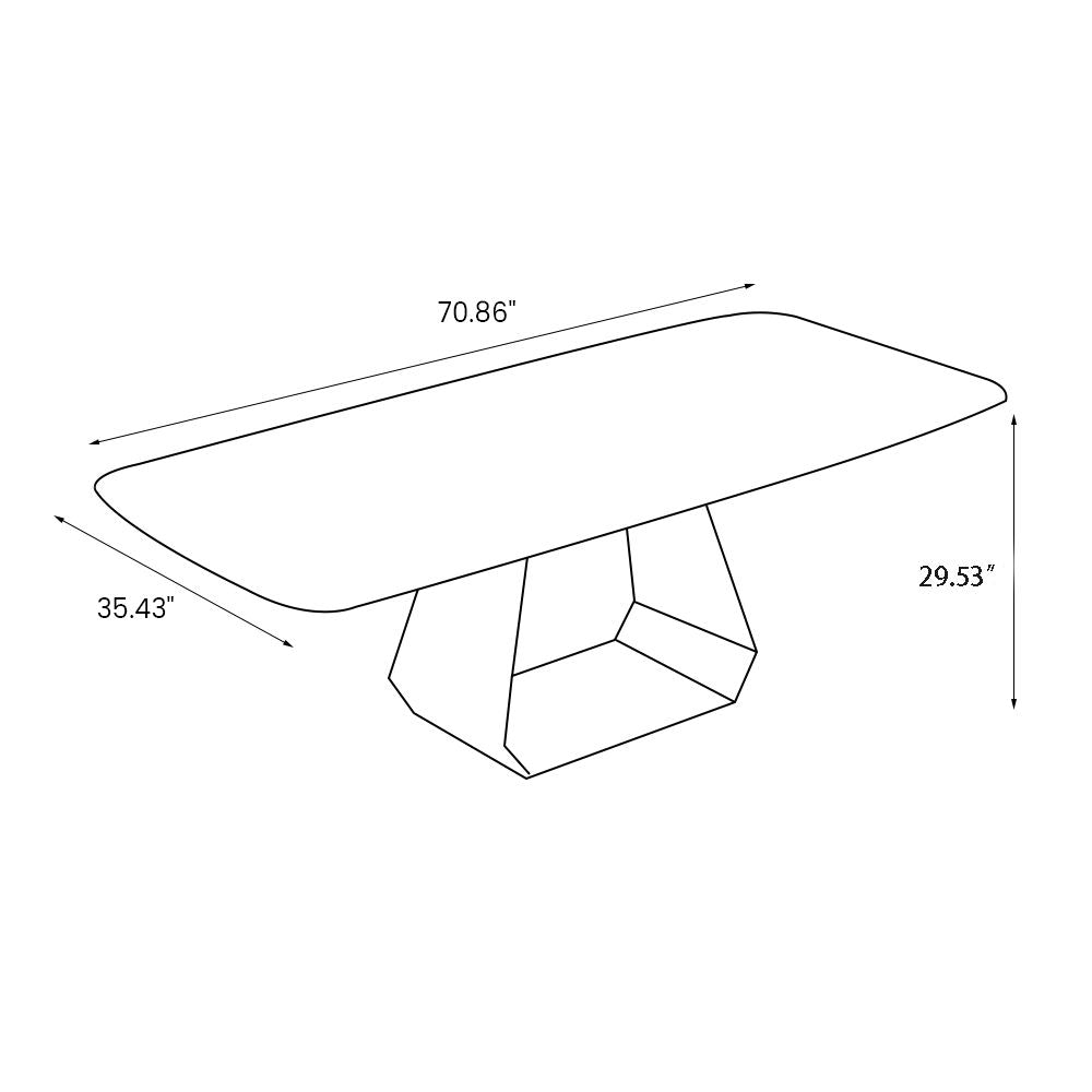 Modern Rectangle Gray Sintered Stone Dining Table Gray