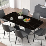 Modern Rectangle Gray Sintered Stone Dining Table Black