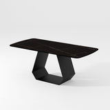 Modern Rectangle Gray Sintered Stone Dining Table Black