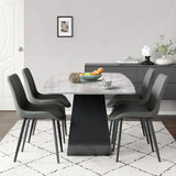 Modern Rectangle Gray Sintered Stone Dining Table Light Gray