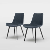 Comfortable Pu Leather Dining Chair Set (Set Of 2)| Free Shipping Navy Blue