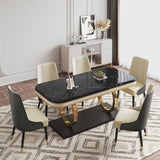 Stylish Marble Dining Table With Gold Legs: Free Shipping Black