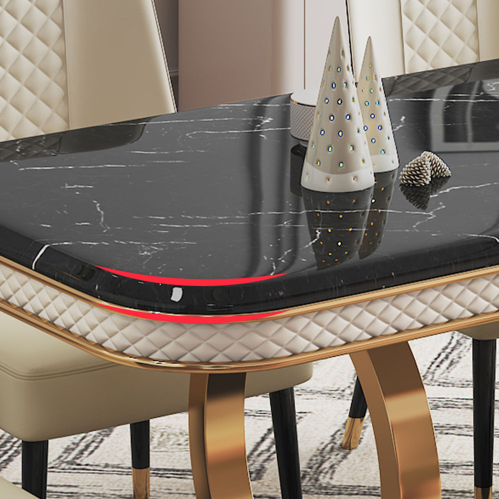 Stylish Marble Dining Table With Gold Legs: Free Shipping Black