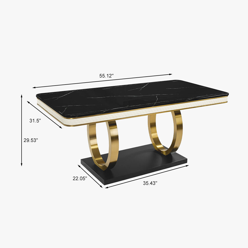 Stylish Marble Dining Table With Gold Legs: Free Shipping Black