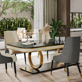 Stylish Marble Dining Table With Gold Legs: Free Shipping Black