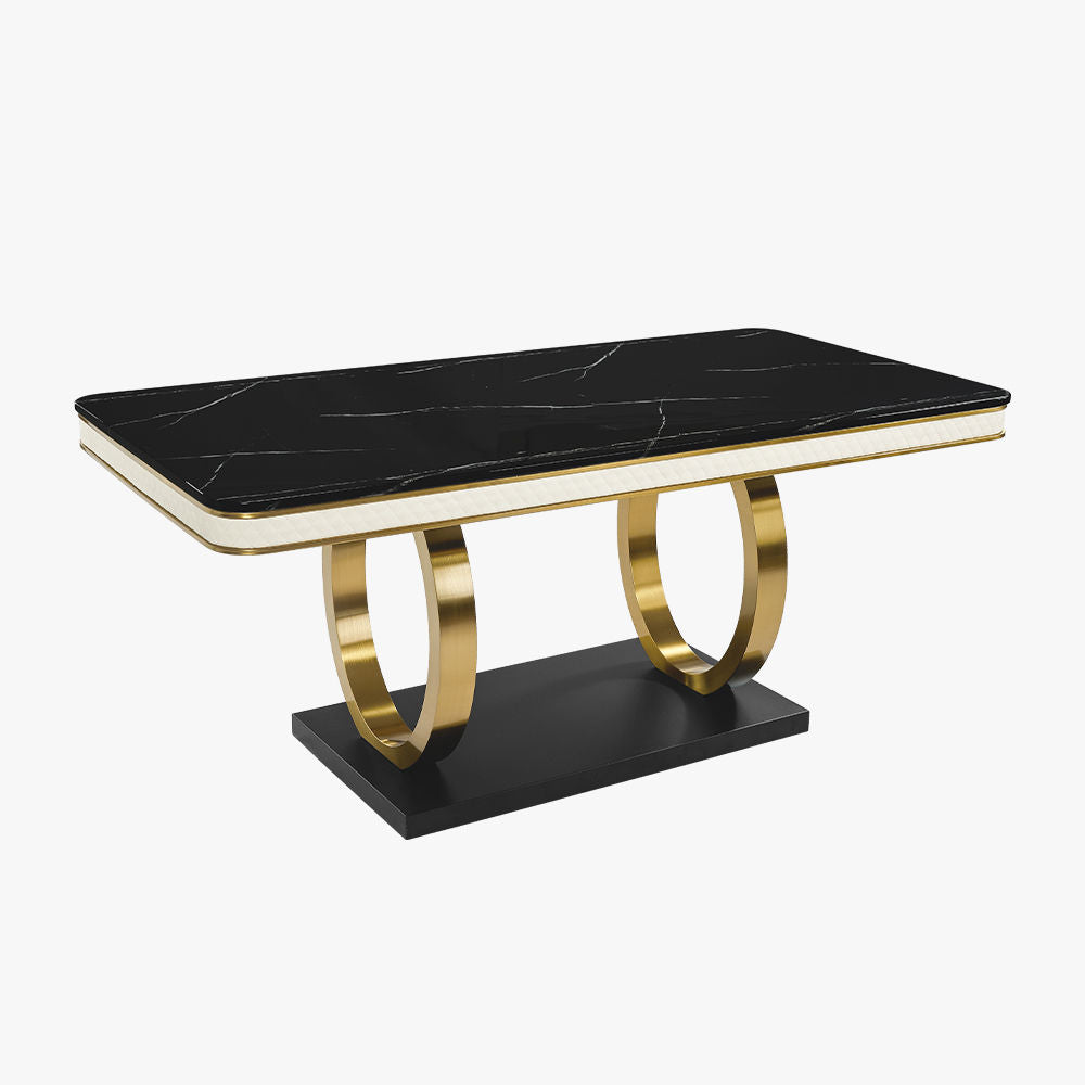 Stylish Marble Dining Table With Gold Legs: Free Shipping Black