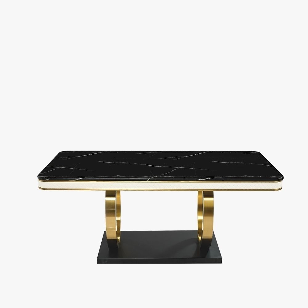 Stylish Marble Dining Table With Gold Legs: Free Shipping Black