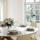 Modern White Round Dining Table with X Carbon Base Sintered Stone White & Bronze