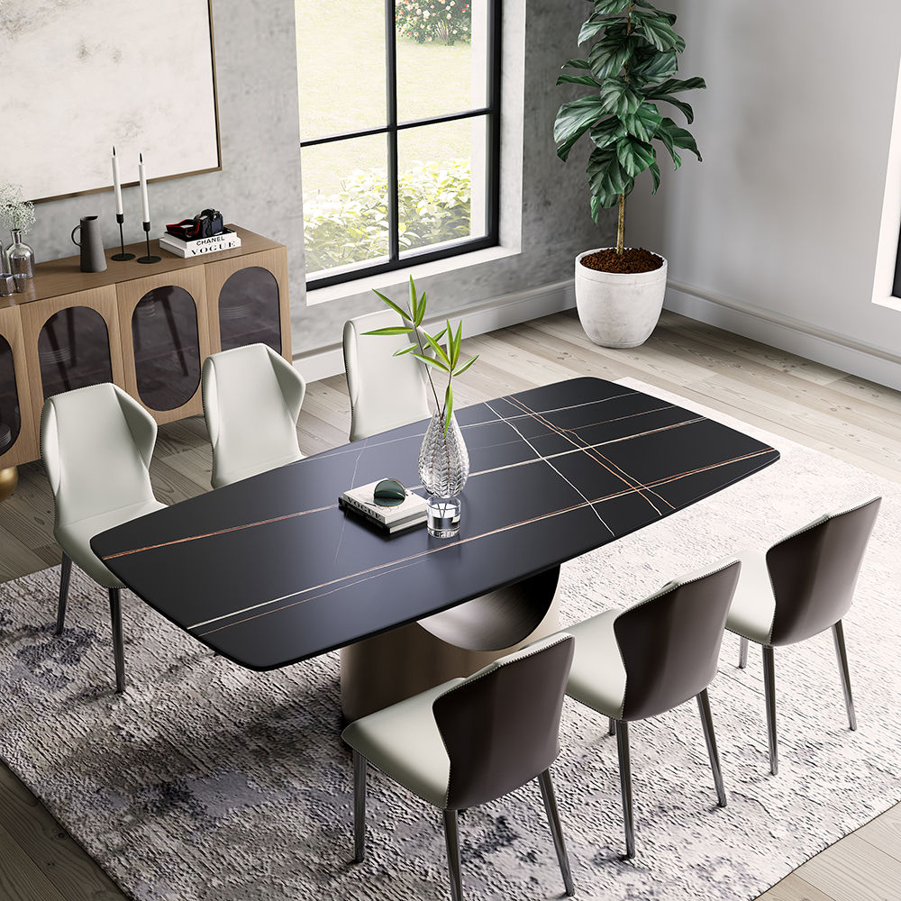 Affordable Modern Minimalist Dining Table Bronze Matte Black