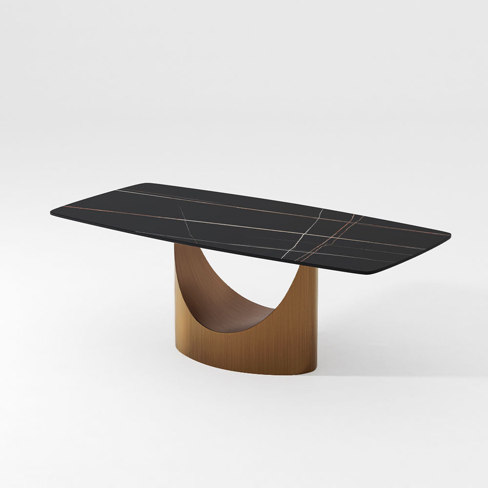 Affordable Modern Minimalist Dining Table Bronze Matte Black