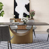 Affordable Modern Minimalist Dining Table Bronze Matte Black