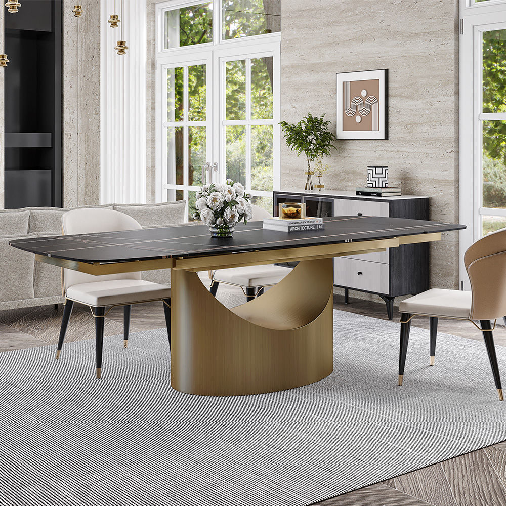 Affordable Modern Minimalist Dining Table Bronze Matte Black