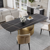Affordable Modern Minimalist Dining Table Bronze Matte Black
