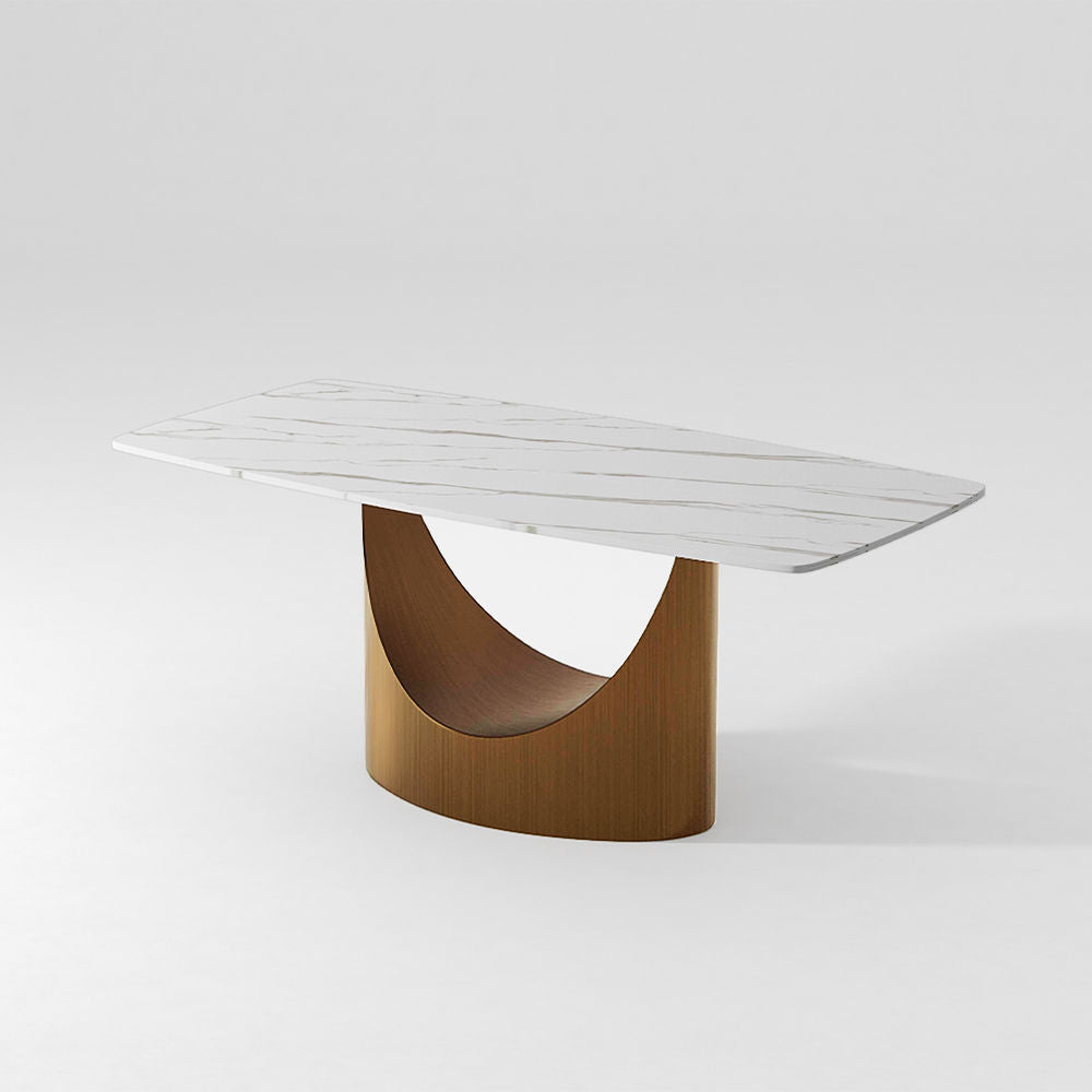 Affordable Modern Minimalist Dining Table Bronze Matte White