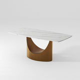 Affordable Modern Minimalist Dining Table Bronze Matte White