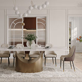 Affordable Modern Minimalist Dining Table Bronze Matte White