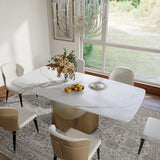 Affordable Modern Minimalist Dining Table Bronze Glossy White