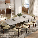 Affordable Modern Minimalist Dining Table Bronze Glossy White