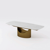 Affordable Modern Minimalist Dining Table Bronze Glossy White