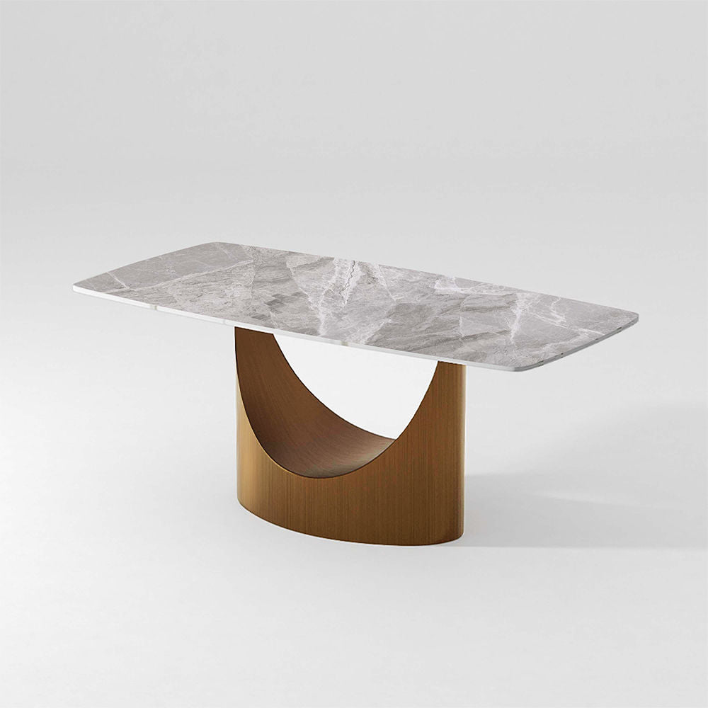 Affordable Modern Minimalist Dining Table Bronze Light Gray