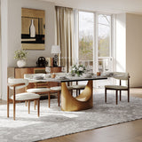 Affordable Modern Minimalist Dining Table Bronze Light Gray