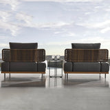 8Pcs Teak & Aluminum & Rattan Outdoor Sectional Sofa Set with Coffee Table and Cushion Sofa B Only