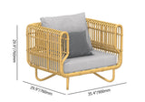 4 Pieces Rattan Outdoor Sofa Set with Glass Top Coffee Table and Cushions in Yellow Yellow